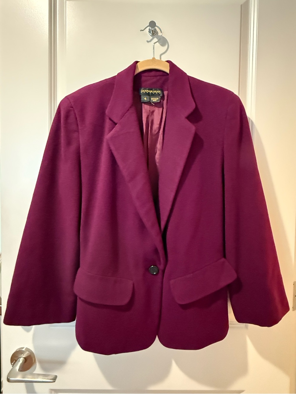 Vintage Donna Karan New York Burgundy Tailored Blazer Made in USA Size 4